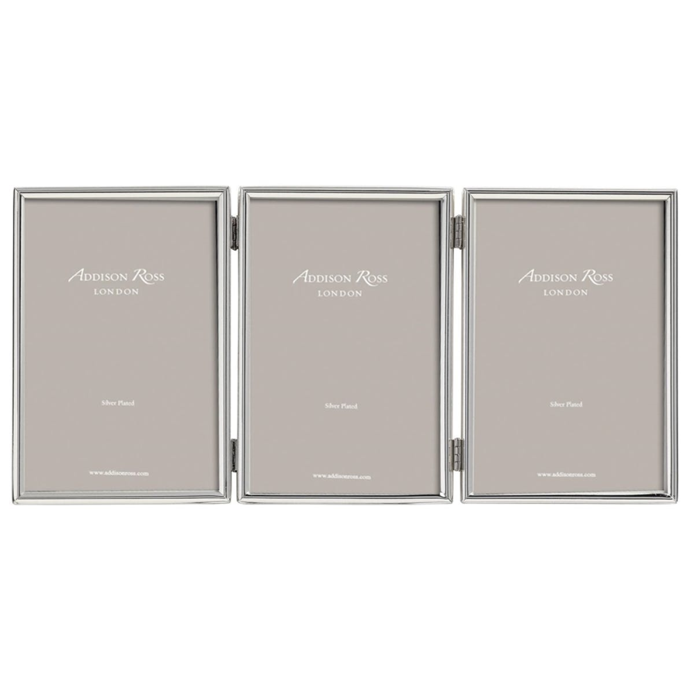 Fine Triple photograph frame, 4 x 6", Silver Plate-0