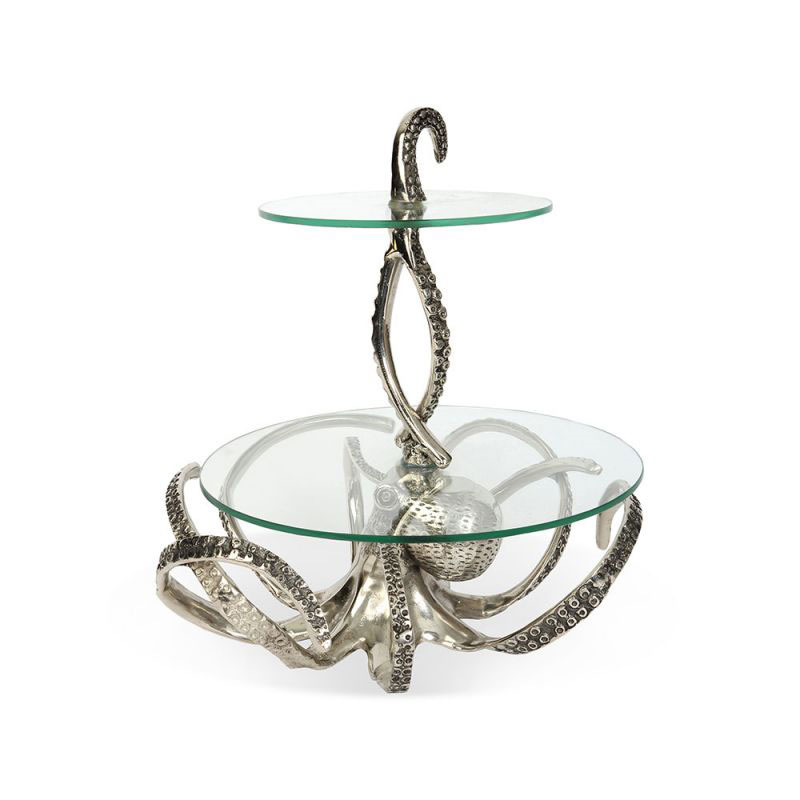 Octopus Cake Stand, H36 x D37cm, Silver-0