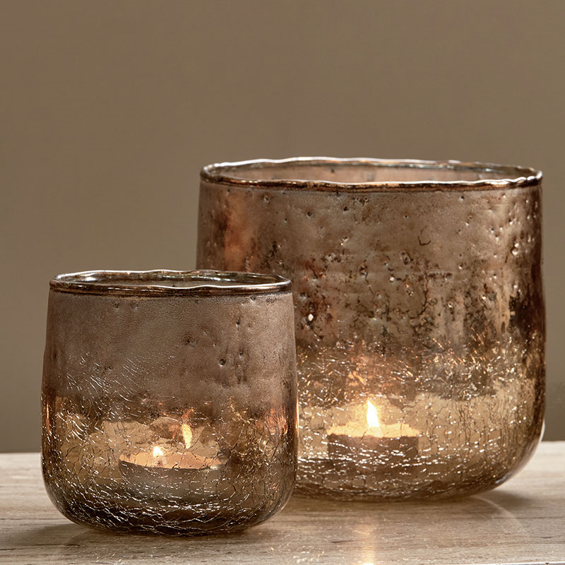 Konara Tealight Holder, D13cm, Copper Smoke-4