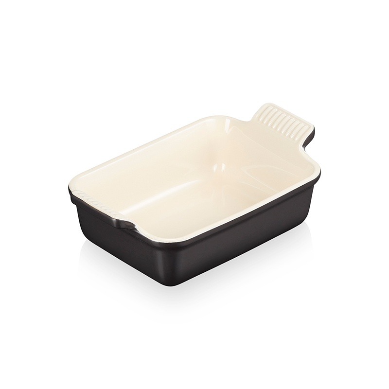 Stoneware Rectangular dish, 19 x 14cm - 1 litre, satin black-1