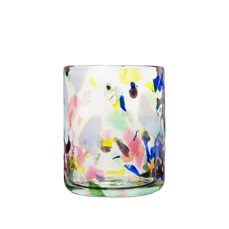 Terrazzo Set of 4 Hand Made Glass Tumblers, H11cm, Multicolour-1