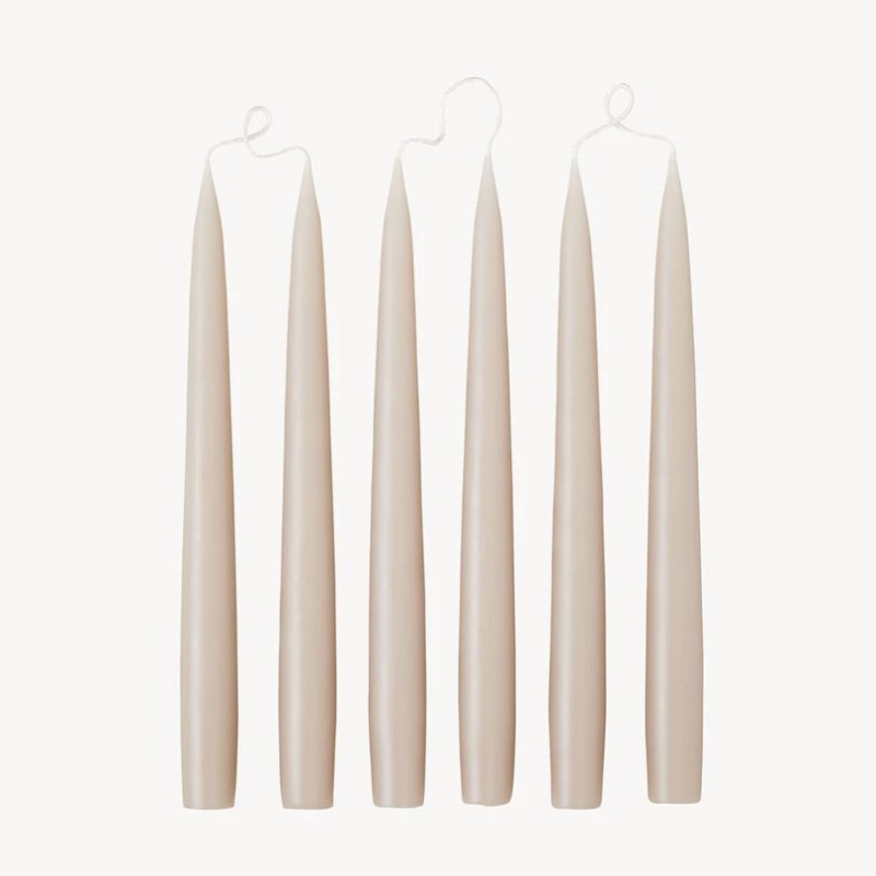 Set of 6 Tapered Dinner Candles, H25cm, Latte-0