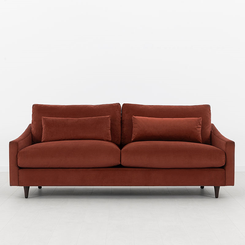 Model 07 Velvet 3 Seater Sofa, Brick-0