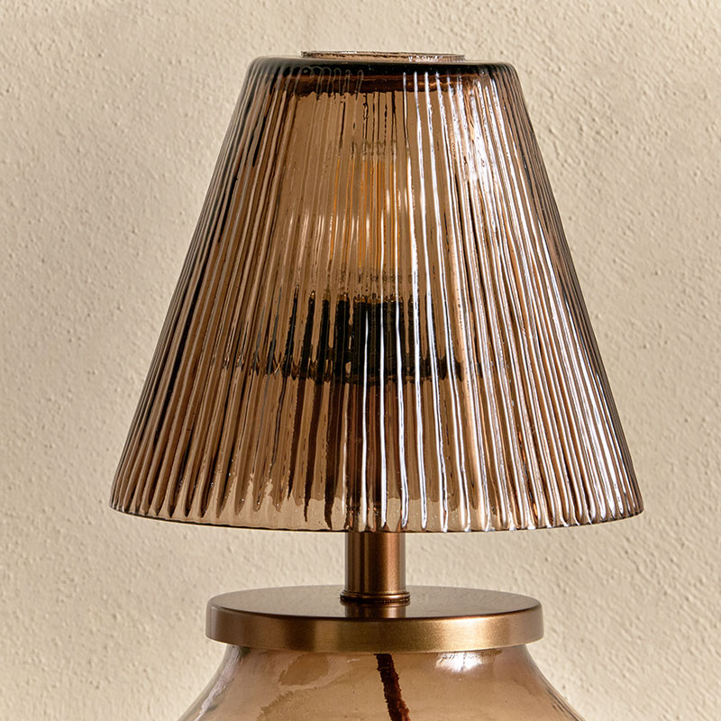 Dimalai Recycled Glass Table Lamp, H26cm, Brown Smoke-4