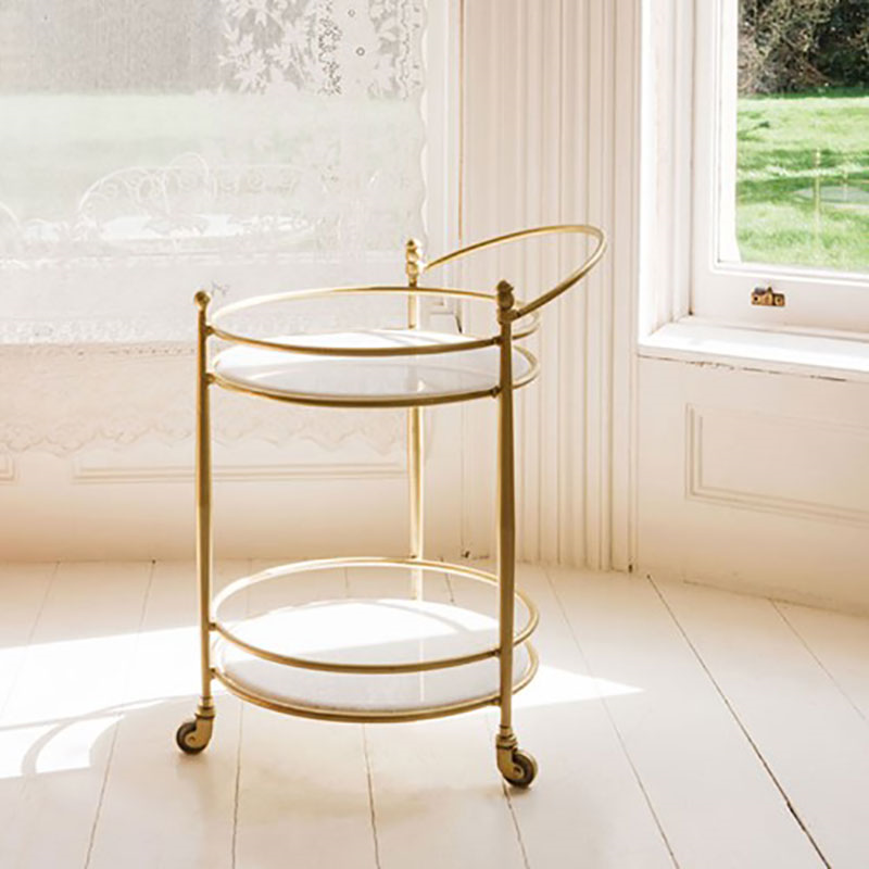 Round drinks trolley, H68 x W58 x D46cm, Gold-2