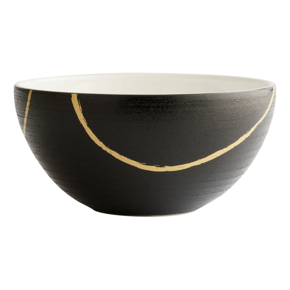 Sketch - Charcoal Deep coupe bowl, D14.5 x H7cm, Black/Gold-0