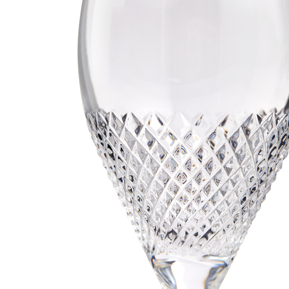 Diamond Mosaic Set of 2 White Wine Glasses, 240ml, Clear-1