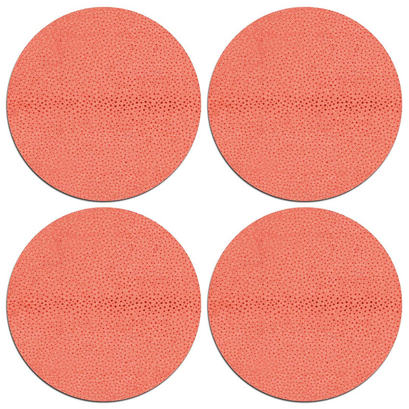 Shagreen Set of 4 Table Mats, D25.5cm, Coral-1