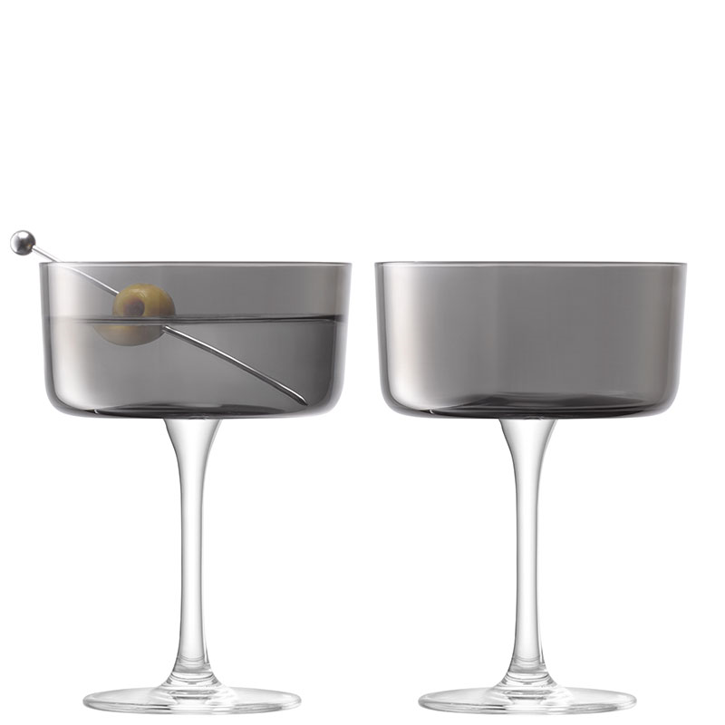 Lunar Set of 2 Champagne/Cocktail Glasses, 230ml, Lunar Grey-1