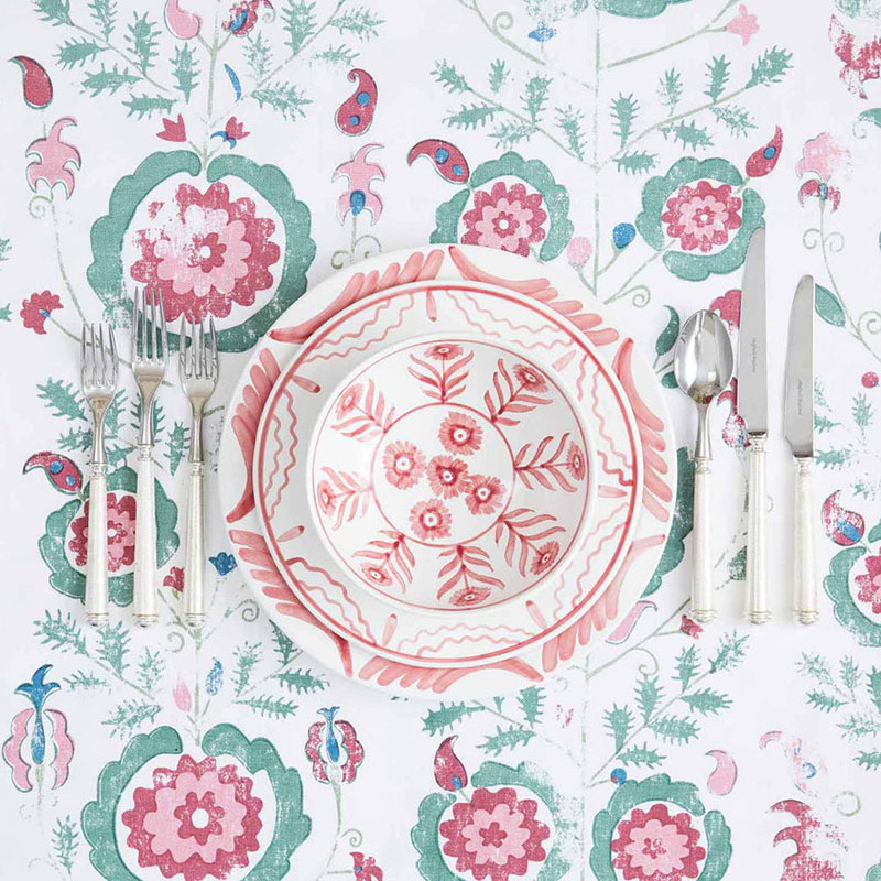 Simla Tablecloth, 170 x 250cm, Pink and Green-0