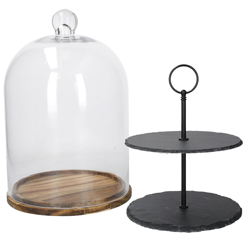 2-tier serving stand/cake dome, 22 x 31.5cm-2