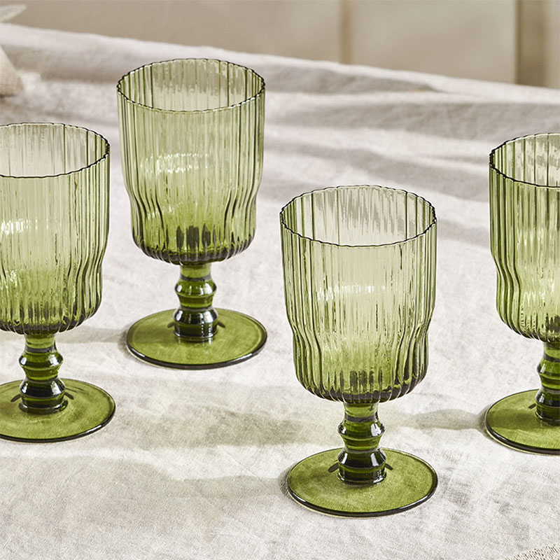 Fali Set of 4 Wine Glasses, 300ml, Olive-2