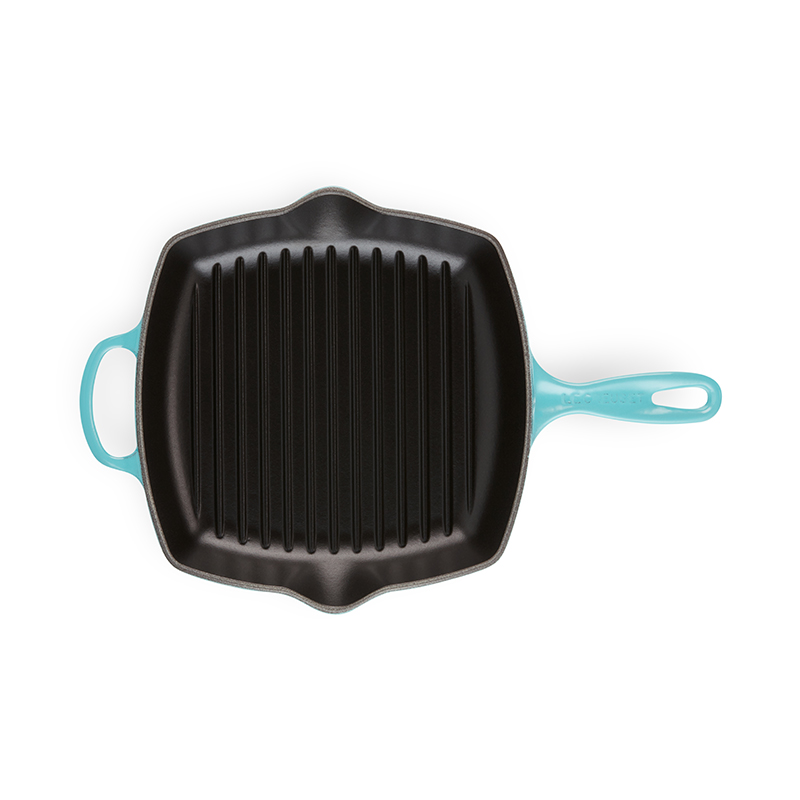 Signature Cast Iron Square grillit, 26cm, teal-1