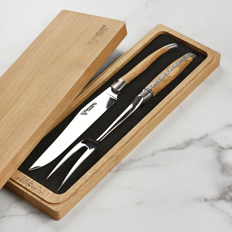 Laguiole 2-piece Carving Set, Olive Handles-0