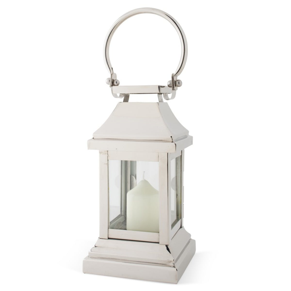 Station Lantern, H28 x W13 x D13cm, Clear/Silver-0