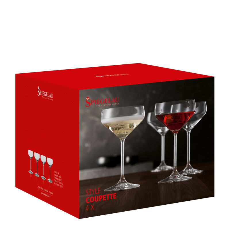 Style Set of 4 Champagne Coupes, 290ml, Clear-2