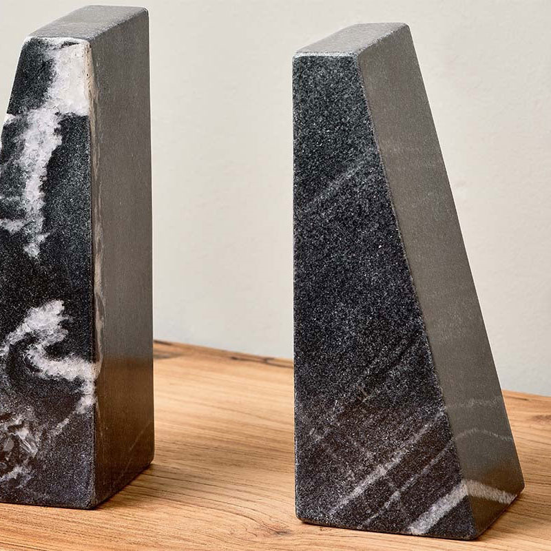 Juda Marble Bookends, H20cm, Black-3