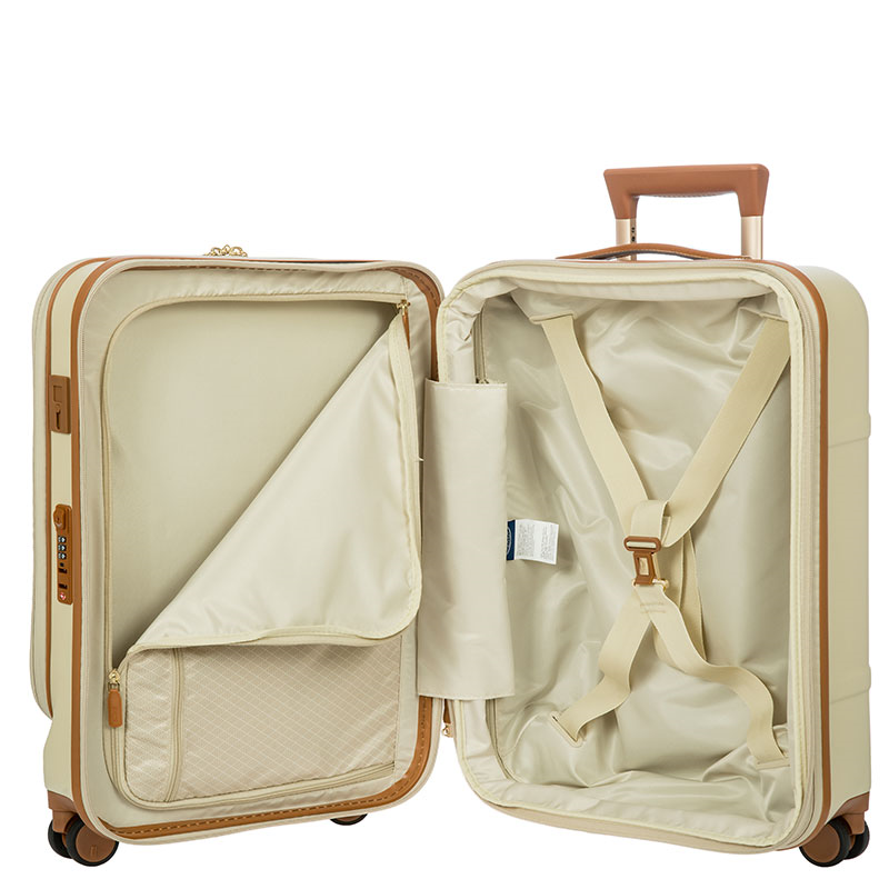 Bellagio Carry-On Suitcase with Front Pocket, H55 x L38 x W23/27cm, Cream-9