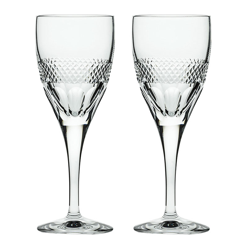 Diamonds Set of 2 Wine Glasses, 280ml, Clear-0