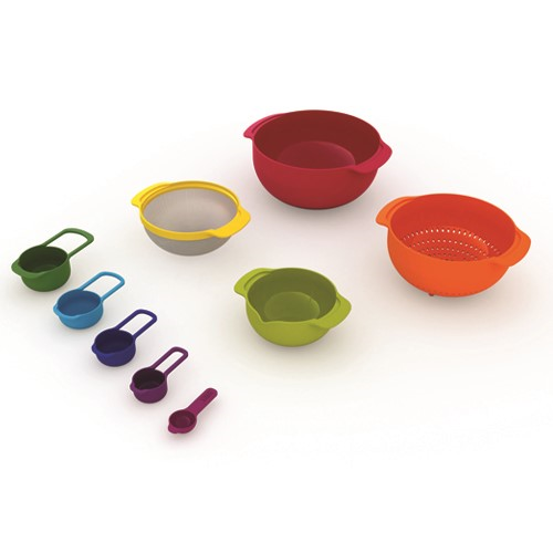 Nest Plus 9 piece stacking bowl and measuring set, Multi-Coloured-6