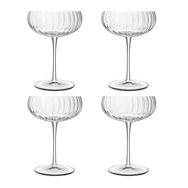 Optica Set of 4 Champagne Glasses, 300ml, Clear-2