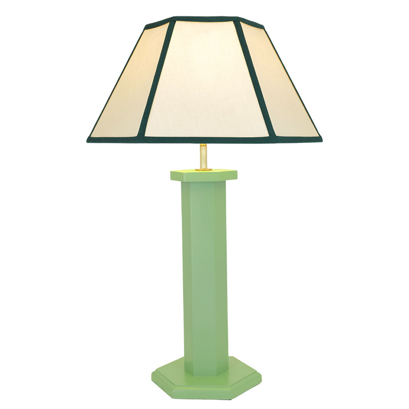 Hexagon Table Lamp Base, H47cm, Turtle Green-1