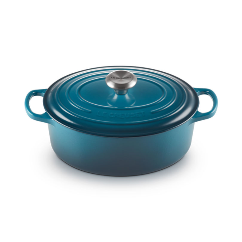 Signature Cast Iron Oval Casserole, 27cm, Deep Teal-0