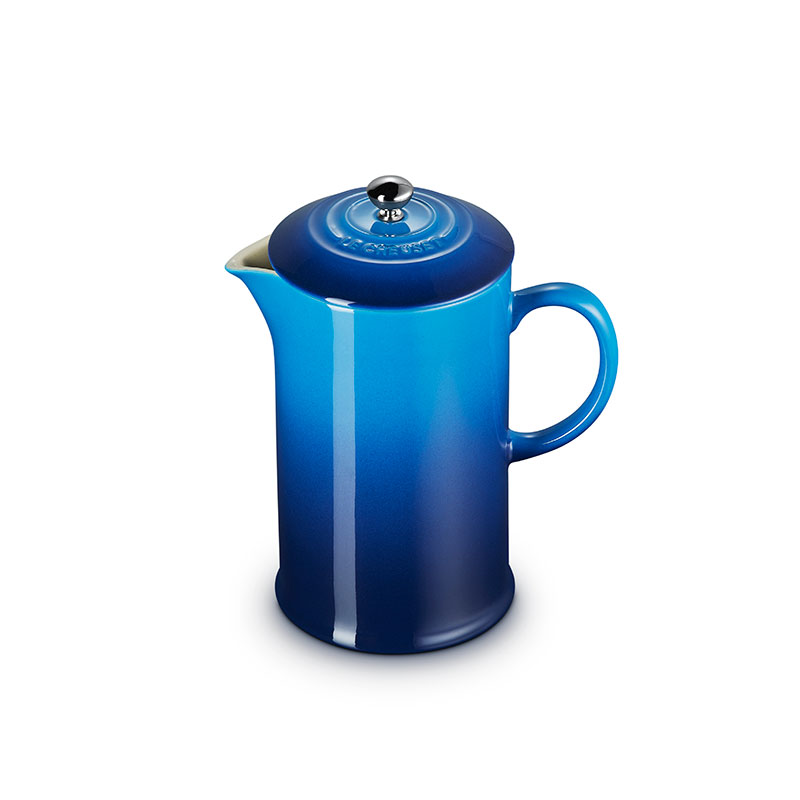 Stoneware Cafetiere with Metal Press, 1L, Azure-1