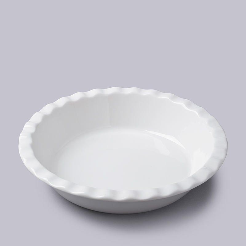 Crinkle Deep Pie Dish, D27cm, White-0