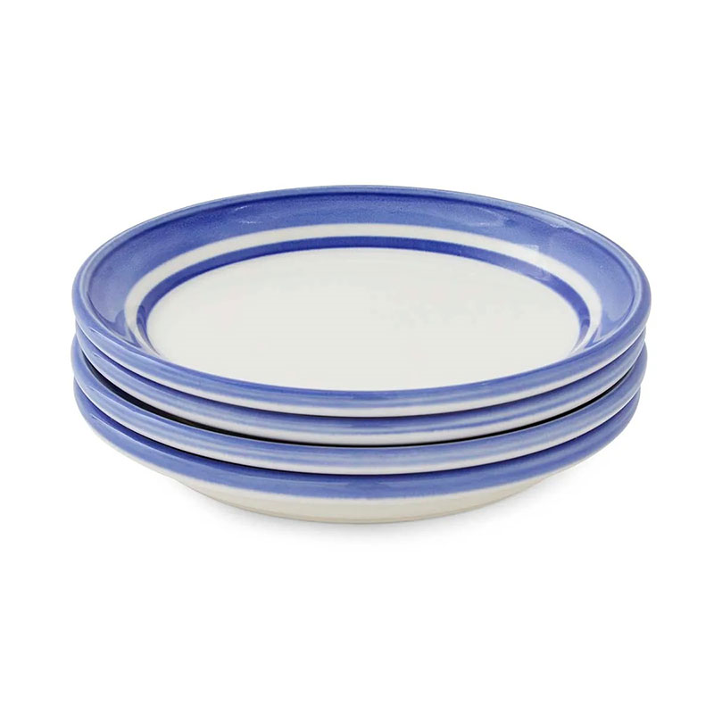 Potter's Stripe Set of 4 Bread Plates, D15cm, Blue-3