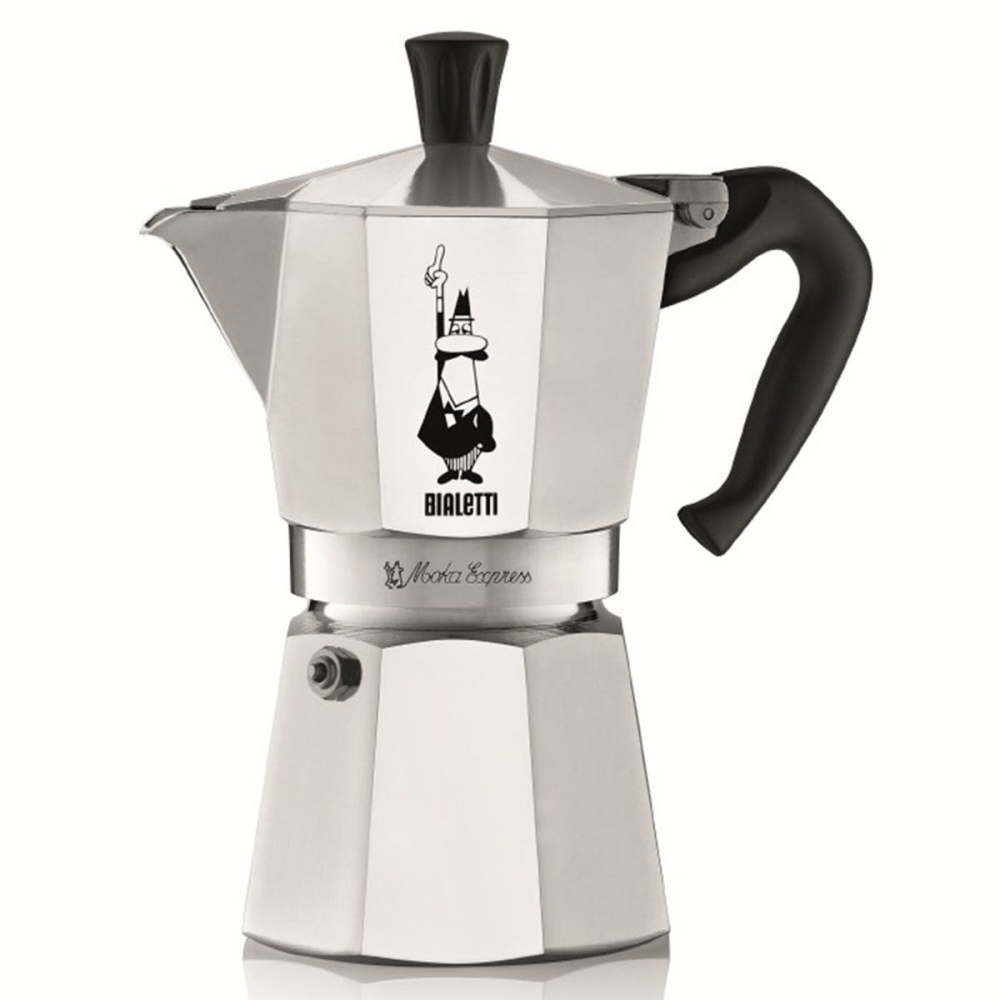 Moka Express Aluminium stovetop coffee maker, 6 cup, Silver-0