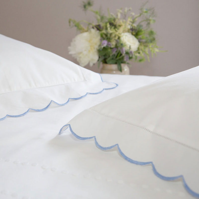 Scallop Standard Pillowcase, Blue-2