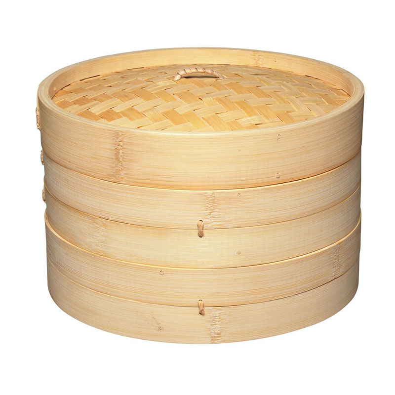 Oriental Two tier bamboo steamer, 25cm-1