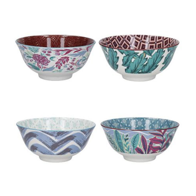 Exotic Set of 4 Bowls, D15.5cm, Green-0