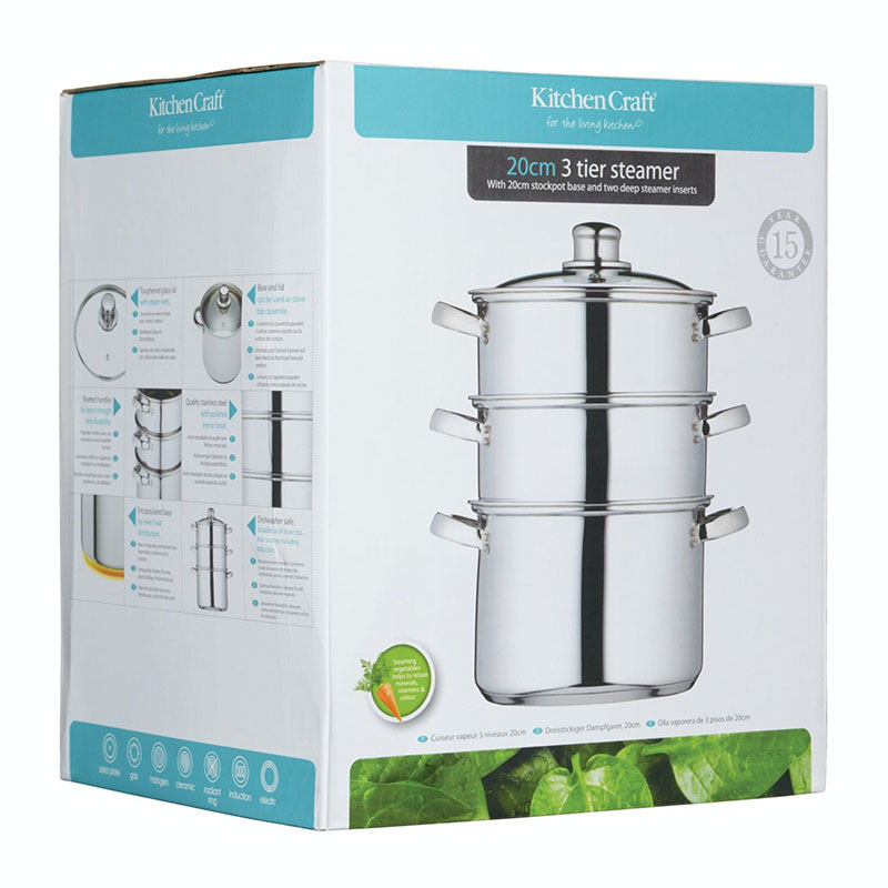 Steamer set 3 tier, 20cm, Stainless Steel-6