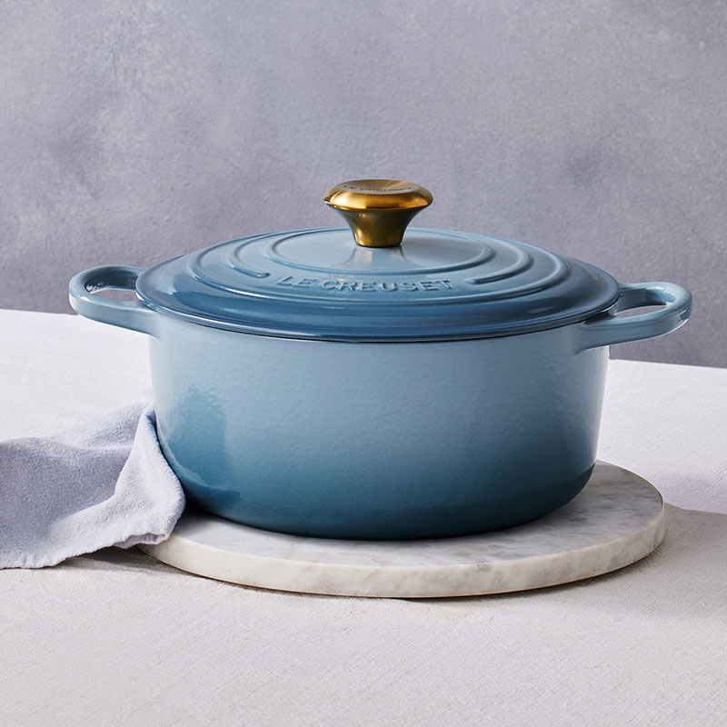 Signature Cast Iron Round Casserole, 20cm, Chambray-6