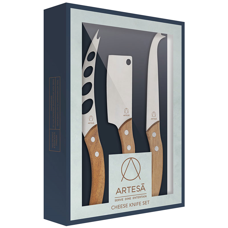 Cheese knife set, 32/32/22cm, Acacia Wood/Stainless Steel-2