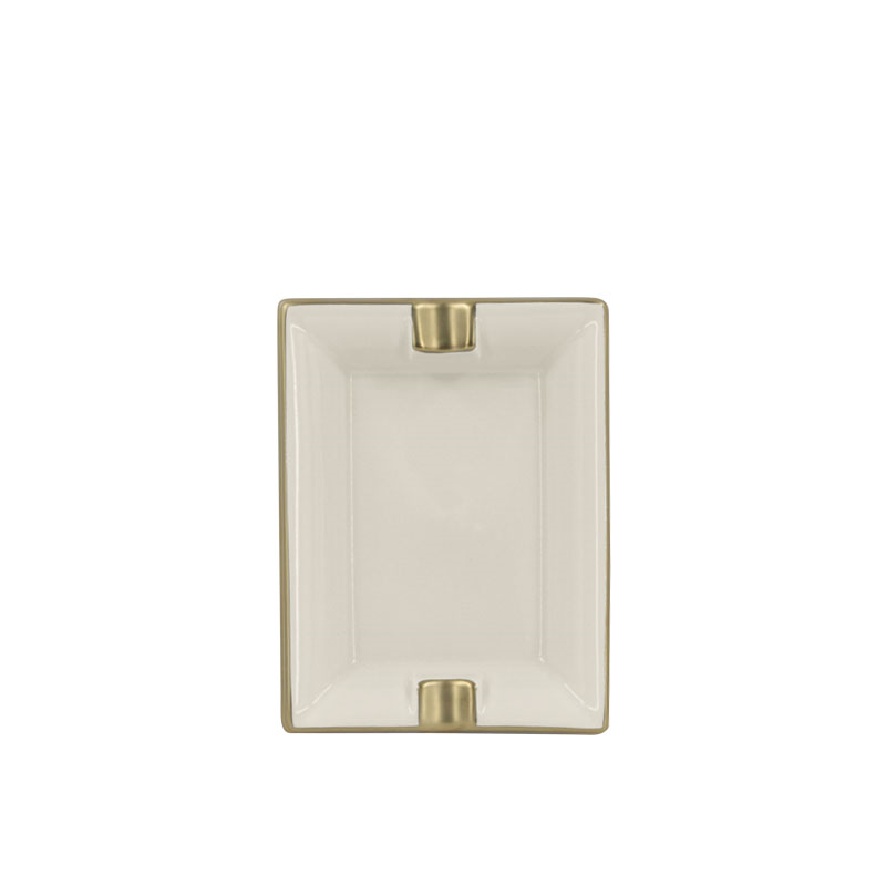 Sous Le Soleil Ashtray, W9.5 x L11cm, Matt Gold Classic Ivory-0