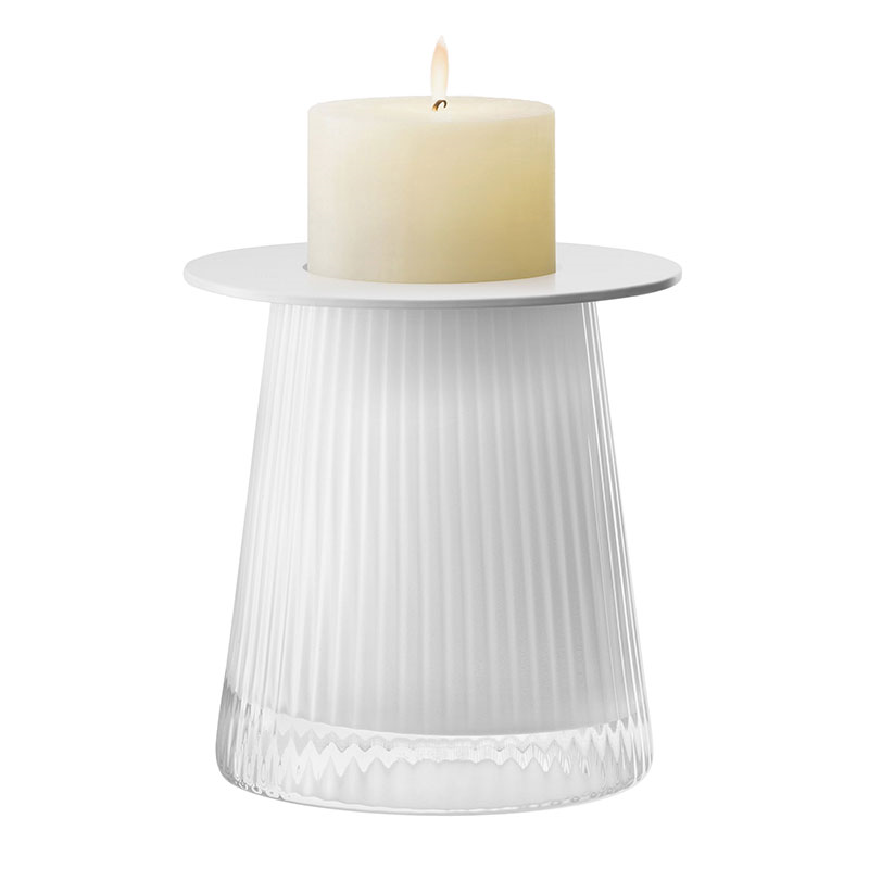 Beacon Candle Holder, H14cm, Chalk White-5