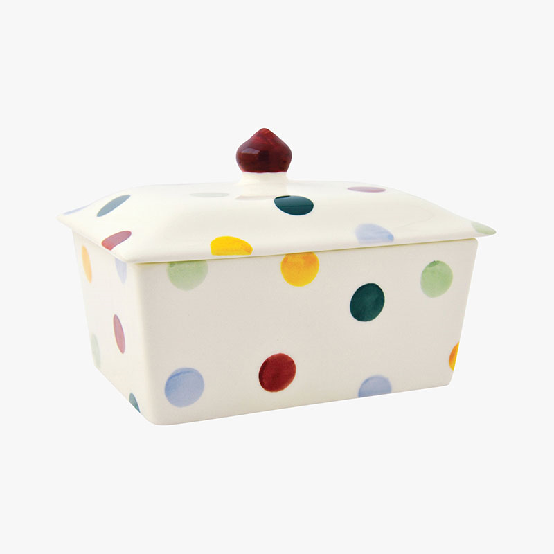 Polka Dot Butter Dish, L15 x W11.4 x H10cm, Cream-0