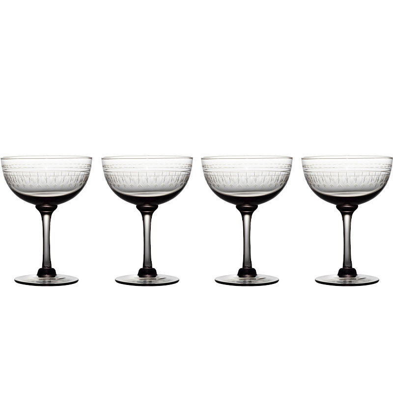 Ovals Set of 4 Champagne Saucers, 150ml, Smoky-0