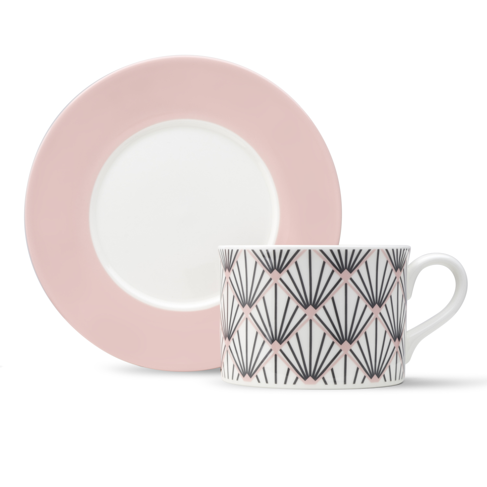 Zighy Cup and Saucer, 250ml, Grey & Blush Pink-0