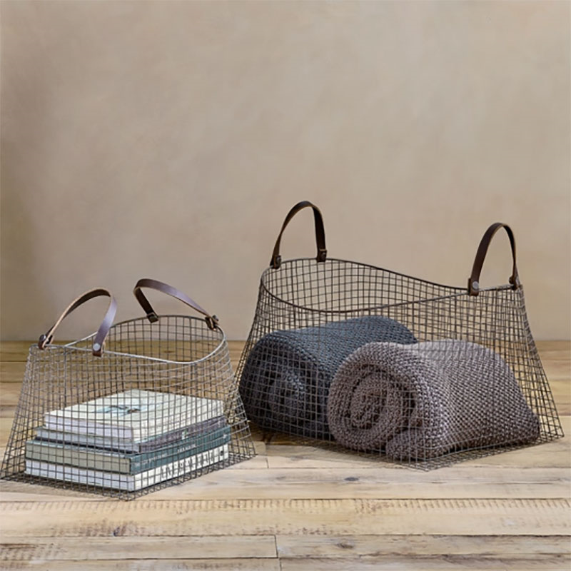 Adah Set of 2 Iron Baskets, Brown-0