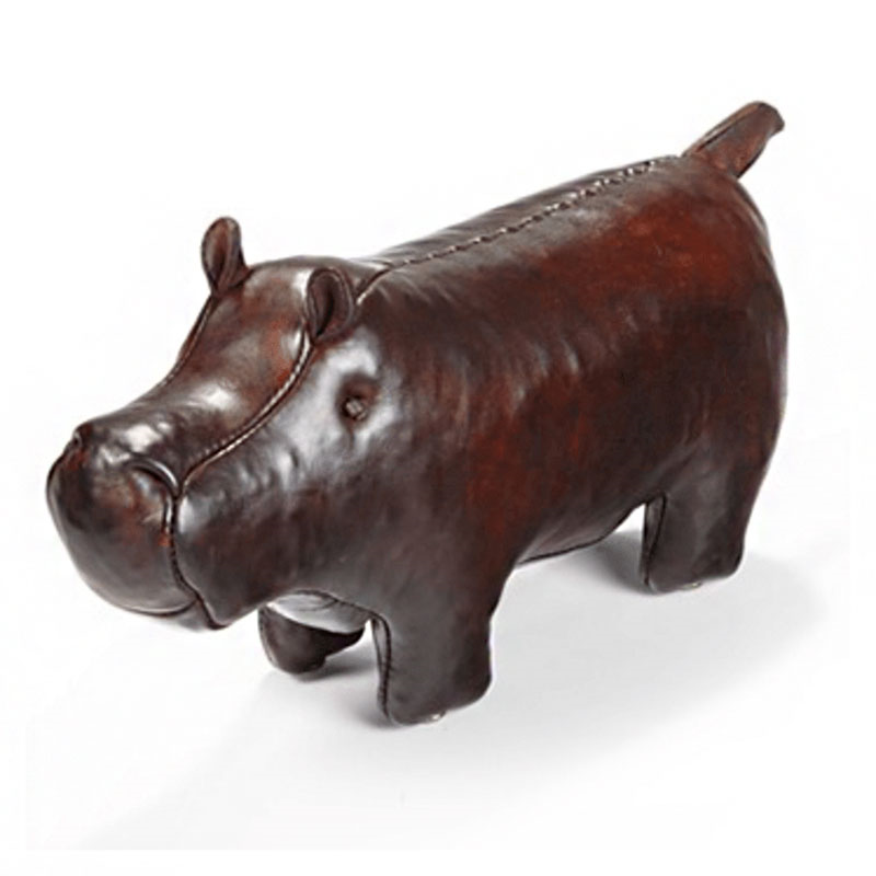 Hand Crafted Leather Hippopotamus, Miniature-0