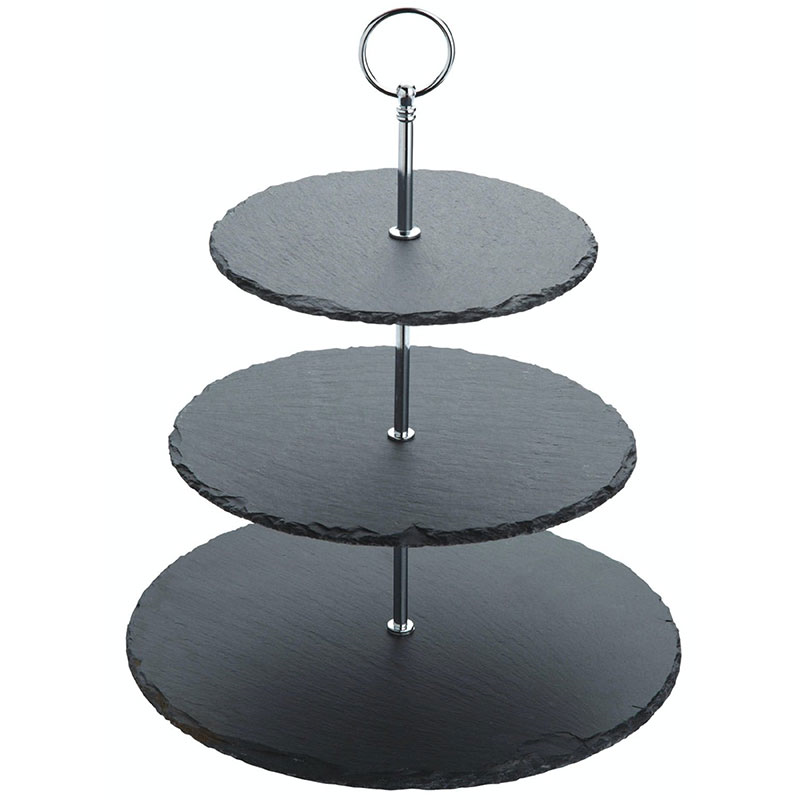 3 tier serving stand, 28.5 x 34.5cm, slate-1