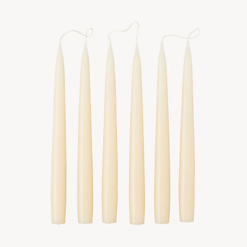 Set of 6 Tapered Dinner Candles, H25cm, Ivory-0