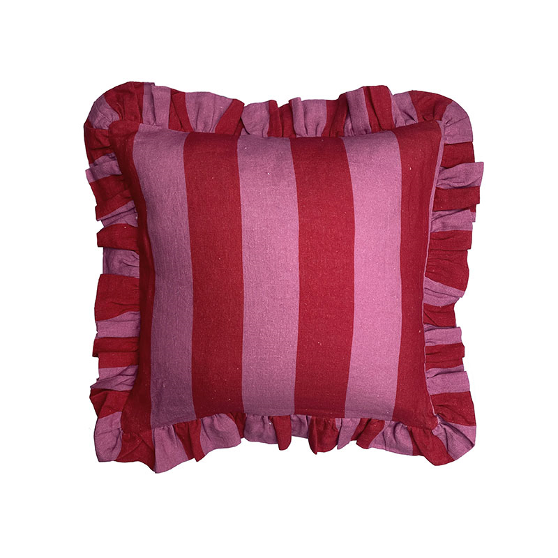 Wide Stripe Cushion Cover, 45 x 45cm, Cerise/Fuchsia-1