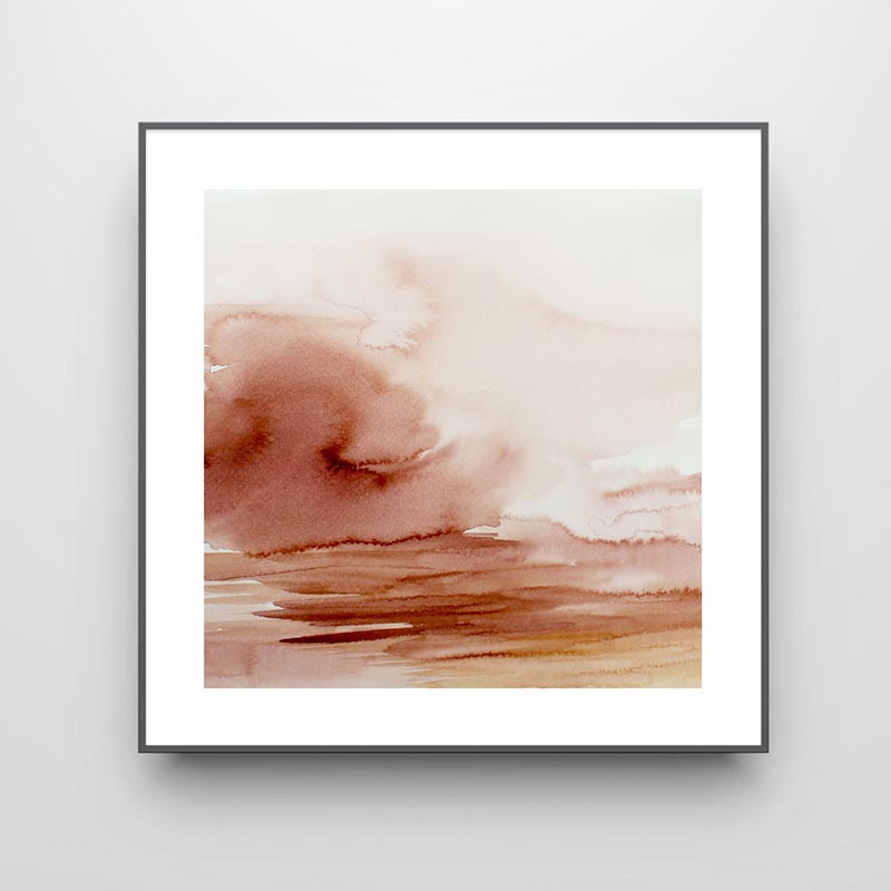 Warm Skies 2 Square Signed Print, 30 x 30cm, Coral-0