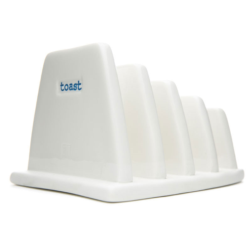 'Toast' Ceramic Toast Rack, White/Blue-2