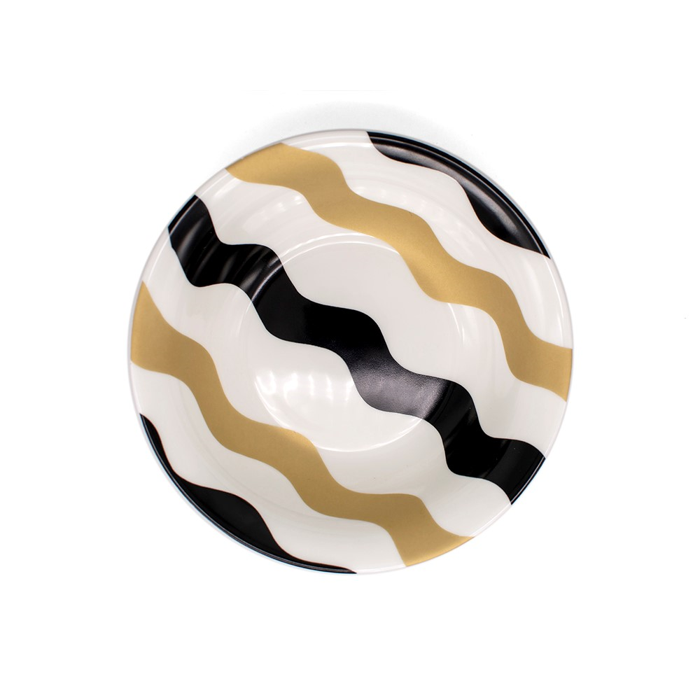 Scallop Collection Side plate, Dia 8 inches, Black And Gold-1